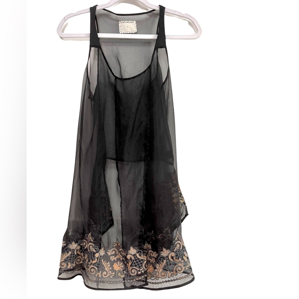 Gary Graham 100% silk organza sheer tunic top S
